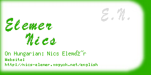 elemer nics business card